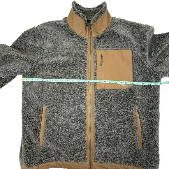 Mountain Khakis Fourteener Fleece Jacket Men XL Elbow Patches Sherpa Canvas Gray - Picture 13 of 14